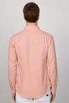 Slim Fit Uzun Kol Biyeli Yaka Düğmeli Keten Pudra Erkek Gömlek