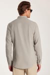 Erkek Slim Fit Dar Kesim %100 Pamuk Keten Doku Düğmeli Yaka Gri Gömlek