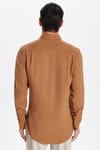 Slim Fit Düğmeli Yaka Biyeli Düz Yazlık Keten Efekt  Erkek Gömlek