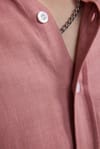 Slim Fit Uzun Kol Biyeli Yaka Düğmeli Keten Erkek Gömlek