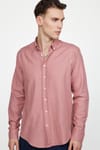 Slim Fit Uzun Kol Biyeli Yaka Düğmeli Keten Erkek Gömlek