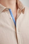 Slim Fit Kısa Kol Cepli Biyeli Flam Pamuk Gömlek