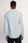 Slim Fit Dar Kalıp Uzun Kol Hakim Yaka Pamuklu Keten Efekt Gömlek
