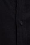 Erkek Slim Fit Dar Kesim Uzun Kollu %100 Pamuk Keten Doku Hakim Yaka Siyah Gömlek