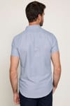 Slim Fit Kısa Kol Düğmeli Yaka Poplin Oxford Erkek Gri Gömlek
