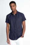 Slim Fit Kısa Kol Düğmeli Yaka Poplin Oxford Erkek Gömlek