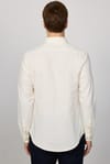 Slim Fit Uzun Kol Çift Cep Pamuk Keten Spor Yaka Beyaz Erkek Gömlek