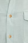 Erkek Slim Fit Dar Kesim %100 Pamuk Keten Doku Çift Cep Spor Yaka Yeşil Gömlek