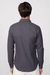 Slim Fit Uzun Kol Çift Cep Pamuk Keten Spor Yaka Füme Erkek Gömlek