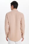 Erkek Slim Fit Dar Kesim %100 Pamuk Keten Doku Çift Cep Spor Yaka Somon Gömlek