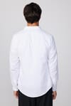 Slim Fit Uzun Kol Çift Cep Pamuk Keten Spor Yaka Beyaz Erkek Gömlek
