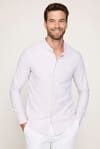 Slim Fit Hakim Yaka Pamuklu Keten Taş Rengi Erkek Gömlek