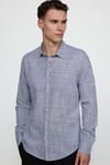 Slim Fit Uzun Kol Apoletli Keten Düz Erkek Gömlek