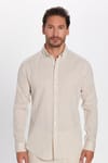 Slim Fit Dar Kesim Keten Efekt Premium Seri Düğmeli Yaka Düz Erkek Gömlek