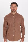Slim Fit Dar Kesim Keten Efekt Premium Seri Düğmeli Yaka Düz Erkek Gömlek