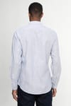 Slim Fit Uzun Kol Çizgili Keten Düğmeli Yaka Spor Erkek Gömlek