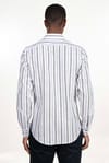 Slim Fit Uzun Kol Çizgili Keten Düğmeli Yaka Spor Erkek Gömlek