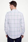 Slim Fit Uzun Kol Kareli Yaka Düğmeli Ketenli Erkek Gömlek