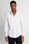 Slim Fit Dar Kesim Uzun Kol Likralı Baskılı Yüksek Yaka Erkek Gömlek