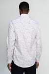 Slim Fit Dar Kesim Uzun Kol Likralı Baskılı Yüksek Yaka Erkek Gömlek
