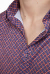 Slim Fit Dar Kesim Uzun Kol Likralı Baskılı Erkek Gömlek