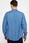 Slim Fit Dar Kesim Tek Cep Kapaklı Pamuklu Denim  Kot Gömlek