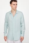 Slim Fit Uzun Kol Desenli Müslim Kumaş Apaj Yaka Gömlek