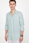 Slim Fit Uzun Kol Desenli Müslim Kumaş Apaj Yaka Gömlek