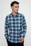 Slim Fit Uzun Kol Düğmeli Yaka Pamuklu Ekose Spor Erkek Gömlek