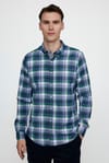 Slim Fit Uzun Kol Düğmeli Yaka Pamuklu Ekose Spor Erkek Gömlek