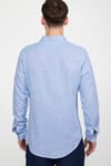 Slim Fit Uzun Kol Keten Efekt Düz Biyeli Gömlek