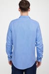 Slim Fit Uzun Kol Keten Efekt Düz Biyeli Gömlek