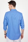 Slim Fit Uzun Kol Keten Efekt Düz Biyeli Gömlek