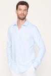 Slim Fit Pamuklu Keten Düz Yazlık Erkek Gömlek
