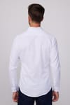 Slim Fit Çift Cep Kapaklı Çıtçıtlı Biyeli Pamuk Keten Beyaz Erkek Gömlek