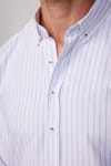 Slim Fit Uzun Kol Çizgili Yaka Düğmeli Erkek Gömlek