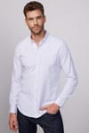 Slim Fit Uzun Kol Çizgili Yaka Düğmeli Erkek Gömlek