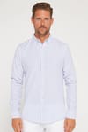 Slim Fit Uzun Kol Çizgili Yaka Düğmeli Erkek Gömlek