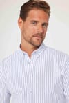 Slim Fit Uzun Kol Çizgili Yaka Düğmeli Erkek Gömlek