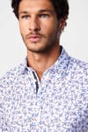 Slim Fit Dar Kesim Baskılı Oxford Doku Beyaz Erkek Gömlek