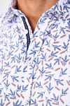 Slim Fit Dar Kesim Baskılı Oxford Doku Beyaz Erkek Gömlek