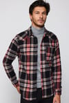 Slim Fit Dar Kesim Tek Cep Kareli Oduncu Erkek Gömlek