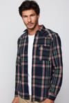 Slim Fit Dar Kesim Tek Cep Kareli Oduncu Erkek Gömlek