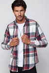 Slim Fit Dar Kesim Düğmeli Yaka Kareli Oduncu Erkek Gömlek