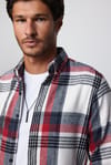 Slim Fit Dar Kesim Düğmeli Yaka Kareli Oduncu Erkek Gömlek