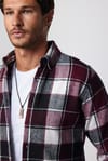 Slim Fit Dar Kesim Düğmeli Yaka Kareli Oduncu Erkek Gömlek