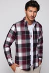 Slim Fit Dar Kesim Düğmeli Yaka Kareli Oduncu Erkek Gömlek