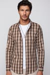 Slim Fit Dar Kesim Düğmeli Yaka Kareli Oduncu Erkek Gömlek