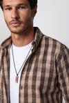 Slim Fit Dar Kesim Düğmeli Yaka Kareli Oduncu Erkek Gömlek