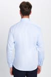 Erkek Slim Fit Dar Kesim Uzun Kollu %100 Pamuk Ütü Gerektirmez Non Iron Mavi Gömlek